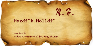 Mazák Holló névjegykártya